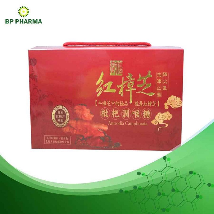 BP PHARMA - [HỘP] KẸO NGẬM NẤM CHƯƠNG CHI ĐỎ BP ANTRODIA CAMPHORATA (90 VIÊN/HỘP)