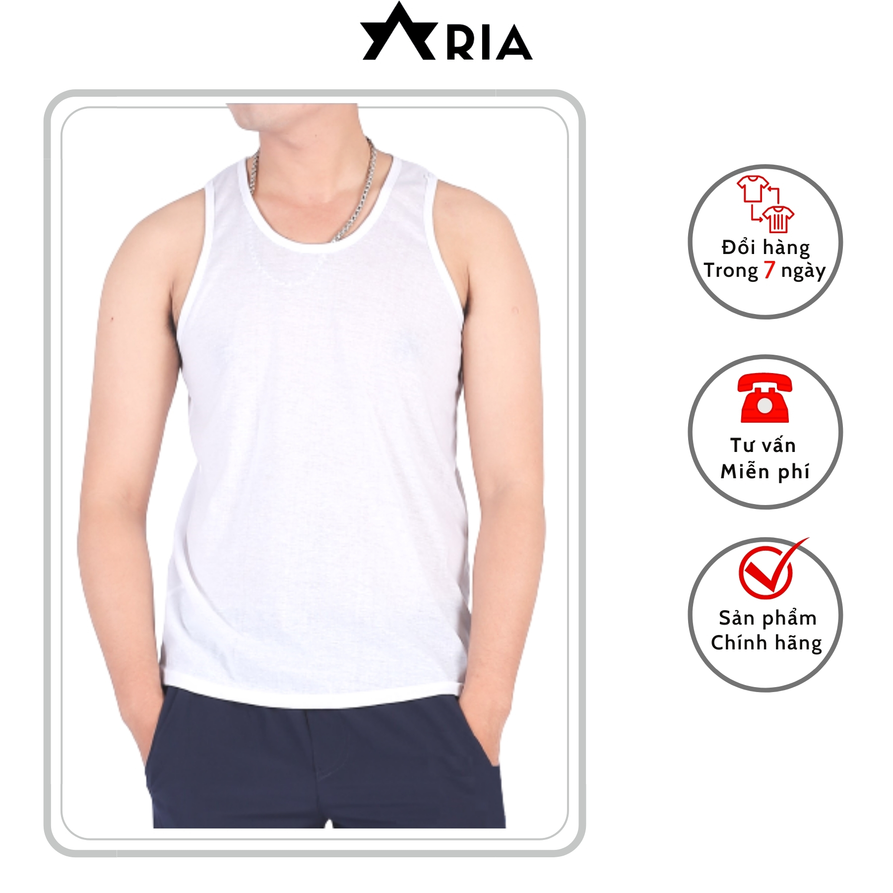 Combo 3 Áo Phông Nam Ba lỗ Chất liệu Cotton Aria