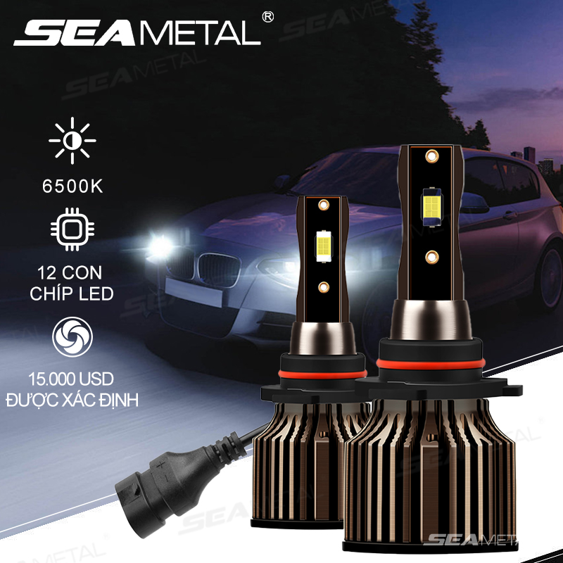SEAMETAL 2 cái đèn pha LED xe ô tô H1 H4 H7 H11 9005 9006 cao thấp dầm 6500K IP68 90W bóng đèn đi sương mù đèn LED phía trước xe ô tô