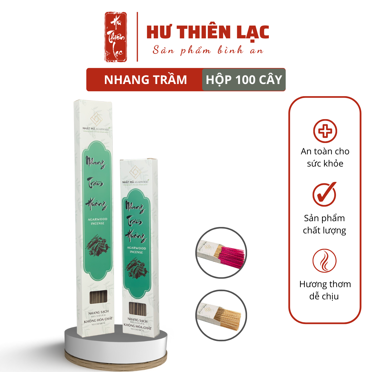 Nhang Trầm Hương Sạch 40cm - Loại 1 | Hộp 100 cây | An toàn cho sức khỏe