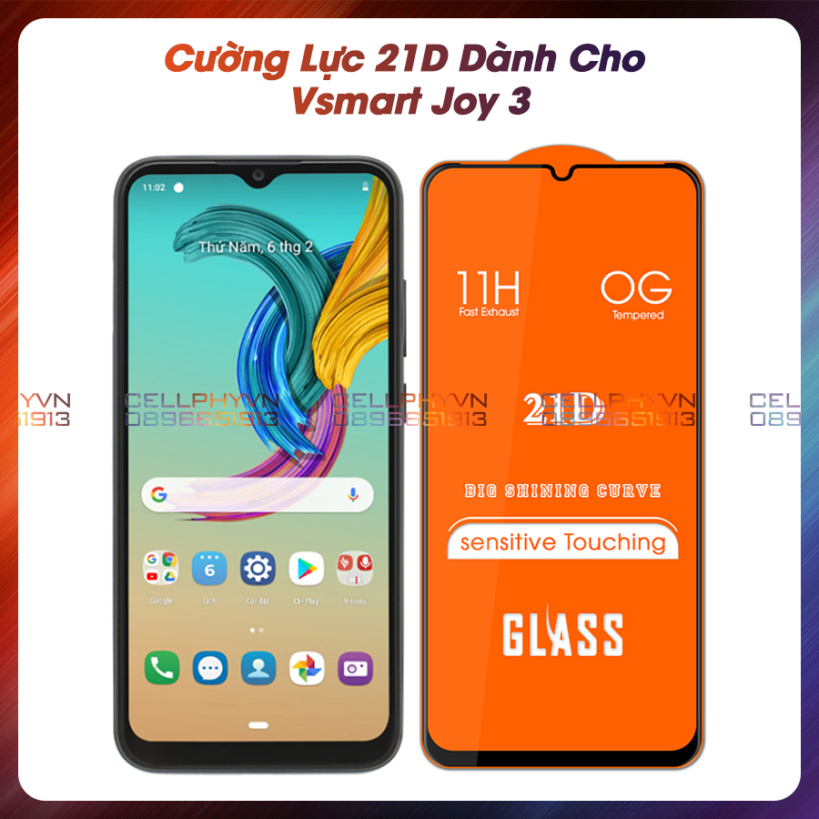 [ƯU ĐÃI ĐẶC BIỆT] Kính Cường lực Dành Cho Vsmart Joy 3 / Active 3 / Live 4 / Joy 4 Full màn hình 21D