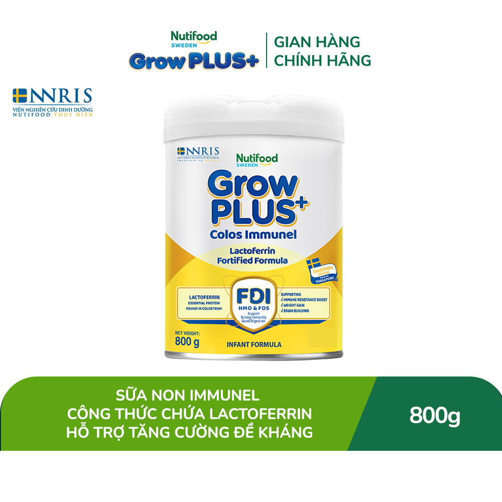 Sữa Bột Nutifood Sweden GrowPLUS+ Sữa Non Immunel từ 0 - 12 tháng lon 800 g (Bao bì tuỳ lô hàng)