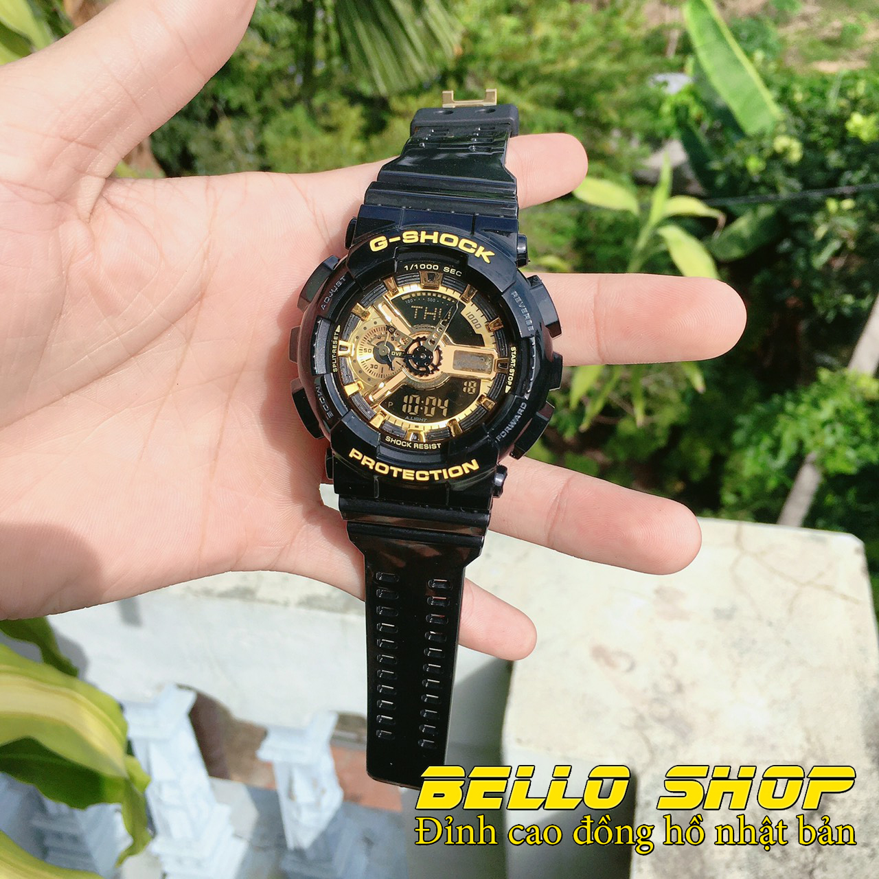 Đồng hồ nam G-Shock GA110 ĐEN VÀNG BÓNG thể thao nam nữ, Chống nước 200M,Tặng kèm pin dự phòng, Bảo hành 12 tháng  - BELLO STORE