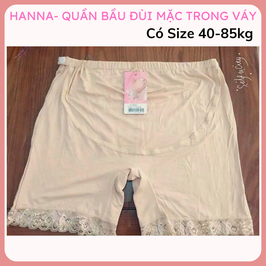   HANNA  Quần đùi mặc trong váy cho bà bầu từ 40-85kg chất vải cotton loại 1 mềm mát co dãn thoải mái thấm mồ hôi tốt có lưng thun điều chỉnh bụng 