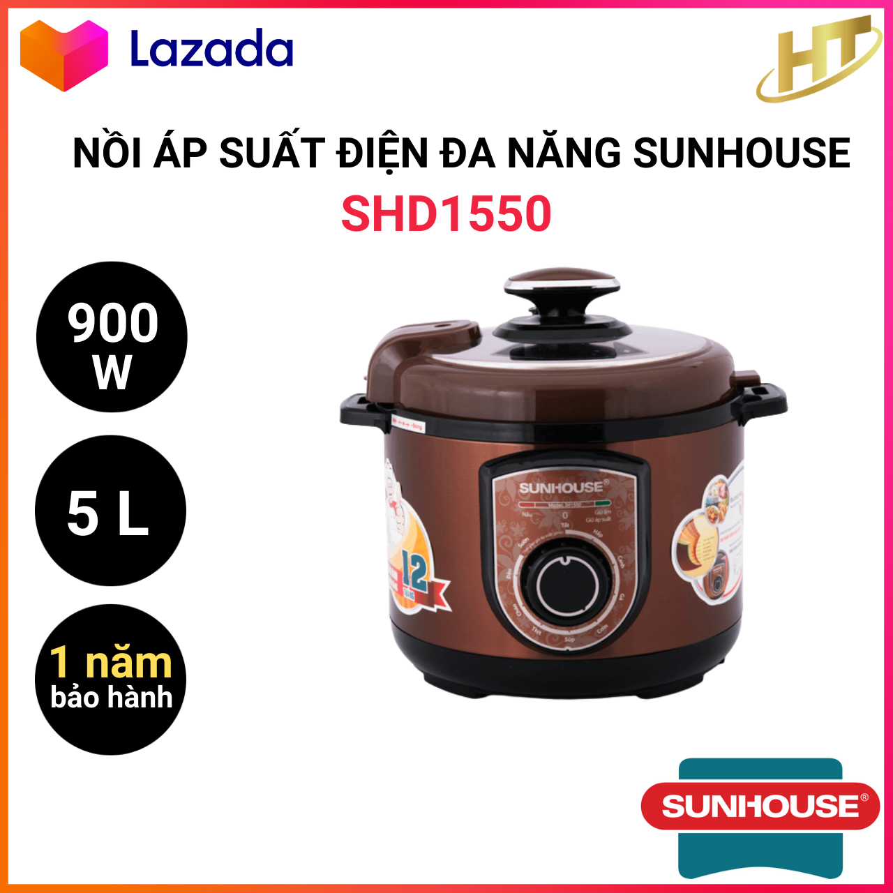 [Sunhouse Chính Hãng] Nồi Áp Suất Điện Đa Năng 5 Lít Sunhouse SHD1550