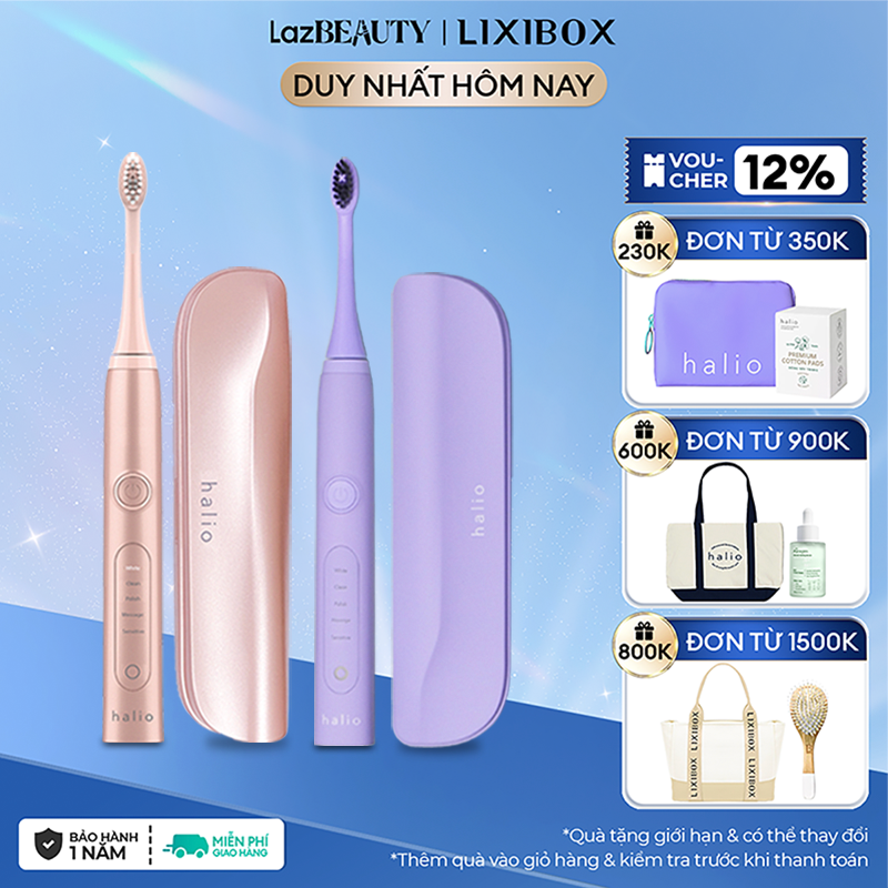[20-22.04 - SIÊU HỘI LÀM ĐẸP] Combo 2 Bàn Chải Điện Halio Sonic Whitening Electric Toothbrush PRO - Rose Gold & Periwinkle
