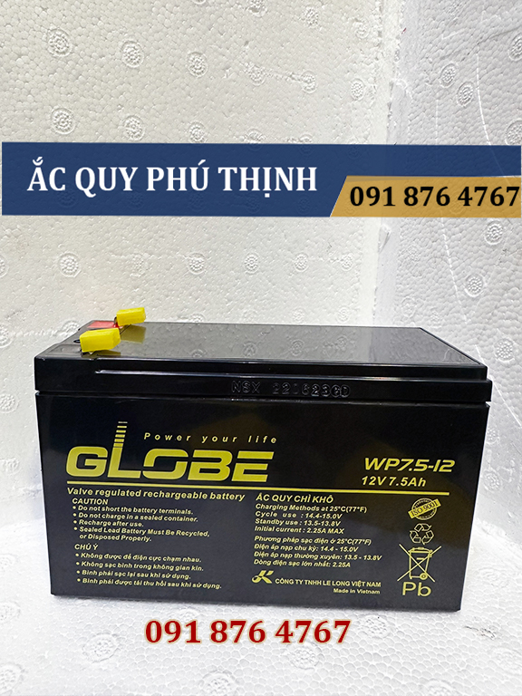 Ắc quy khô dành cho UPS GLOBE 12V- 7.5Ah WP7.5-12