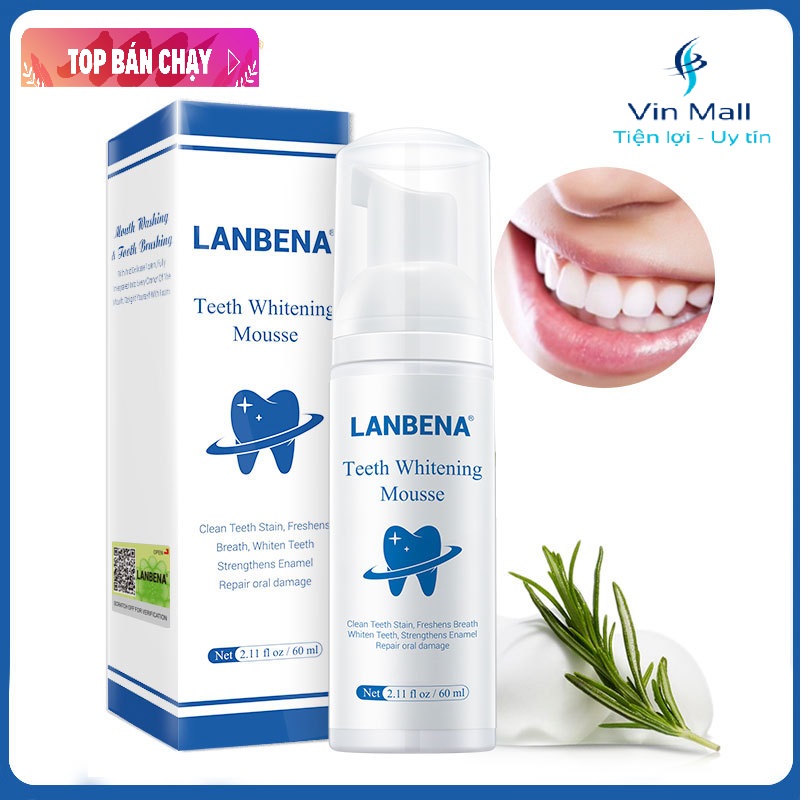Lanbena fresh shining bọt kem đánh răng chuyên làm trắng vệ sinh răng miệng ngăn ngừa sâu răng whitening teeth