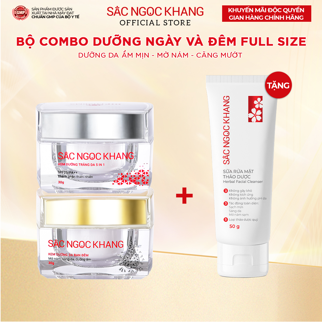 Bộ đôi dưỡng da Ngày và Đêm Sắc Ngọc Khang bao gồm