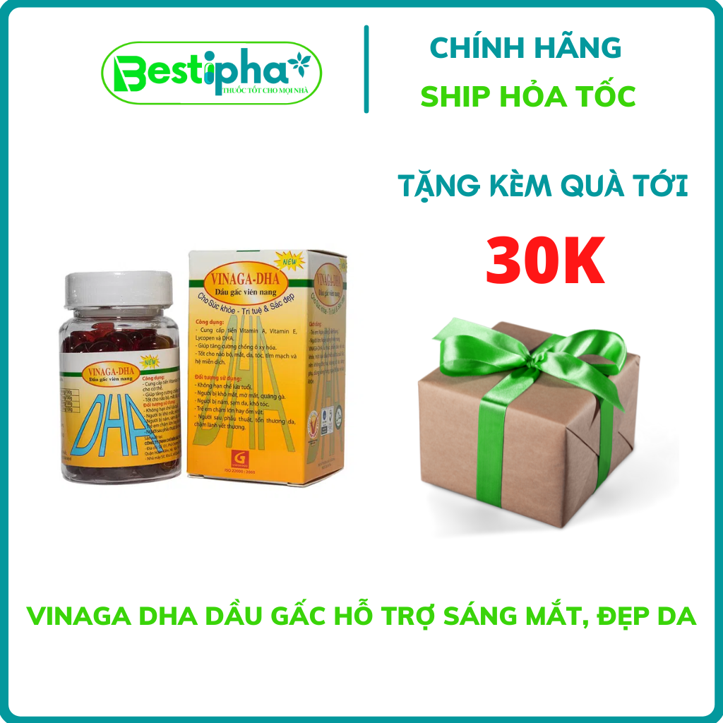 [GIÁ RẺ] Vinaga DHA dầu gấc hỗ trợ sáng mắt, đẹp da Lọ 100 viên