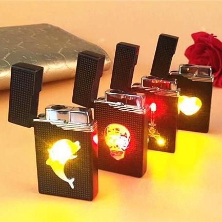 Bật lửa gas khò nhiều hình có đèn LED đổi màu cực đẹp