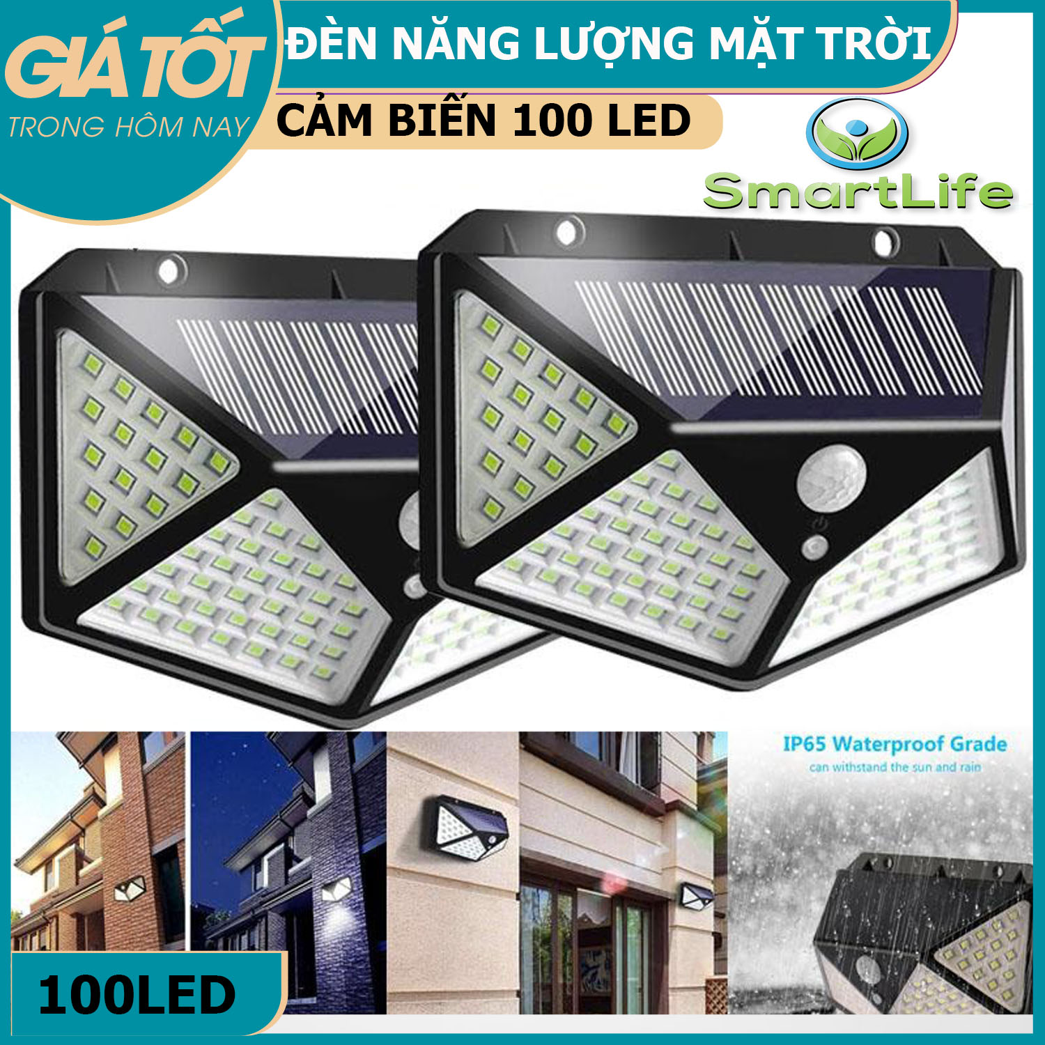 [ĐÈN CẢM ỨNG] Đèn 100 LED, đèn siêu sáng, đèn tích điện, đèn sân vườn, đèn tích điện năng lượng mặt trời, đèn trang trí, đèn led năng lượng mặt trời