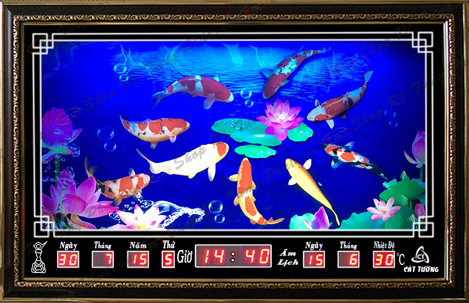 Đồng hồ Lịch Vạn Niên điện tử treo tường - Cửu Ngư 68003 (KT 68 x 45 x 7cm)_Có 2 Loại (Không Remote đèn và Có Remote đèn )