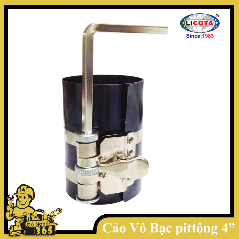 Cảo vô bạc piston 4" Licota , đường kính mở rộng: 90 – 175mm được chế tạo bằng lá thép cao cấp; chịu lực và có độ đàn hồi cao nén vòng bạc của piston để lắp piston vào máy xe