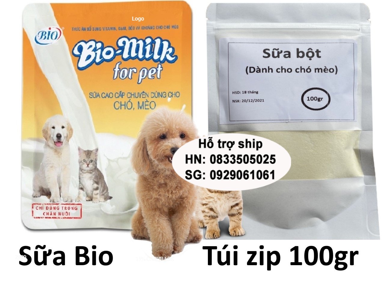 Sữa bột cho chó mèo bio milk (2 loại) dinh dưỡng thú cưng sữa cho chó mèo sơ sinh Biomilk