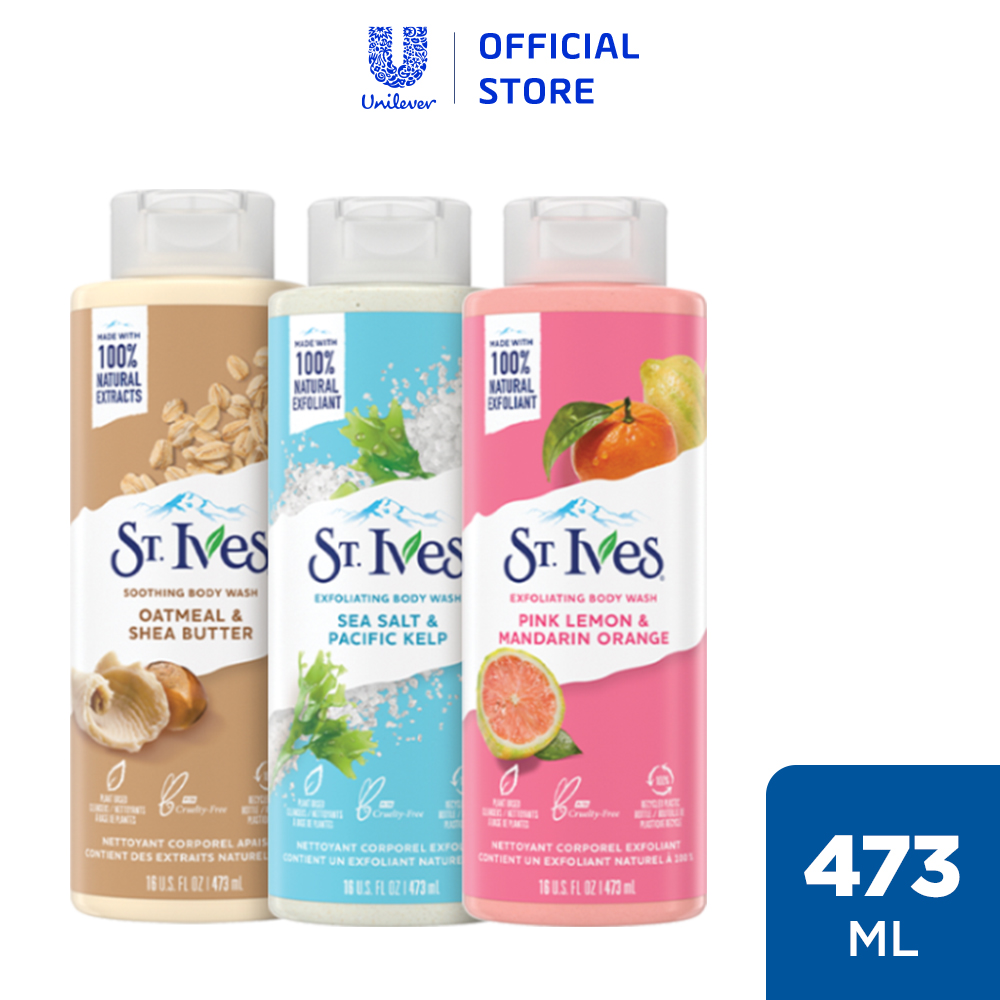 Sữa tắm dưỡng da St.Ives Trái Mơ/ Yến Mạch và Bơ/ Muối Biển/ Cam Chanh 473ml