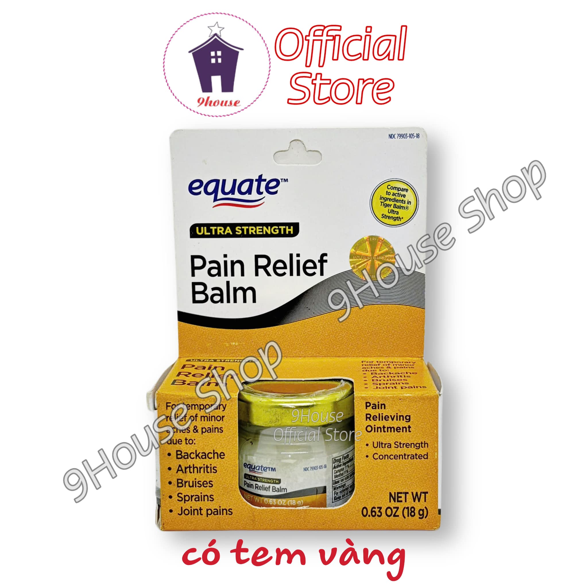 01 Hủ Dầu Cù Là Xoa Bóp Giảm Đau Pain Relief Balm Ultra Strength Equate 18gram Mỹ