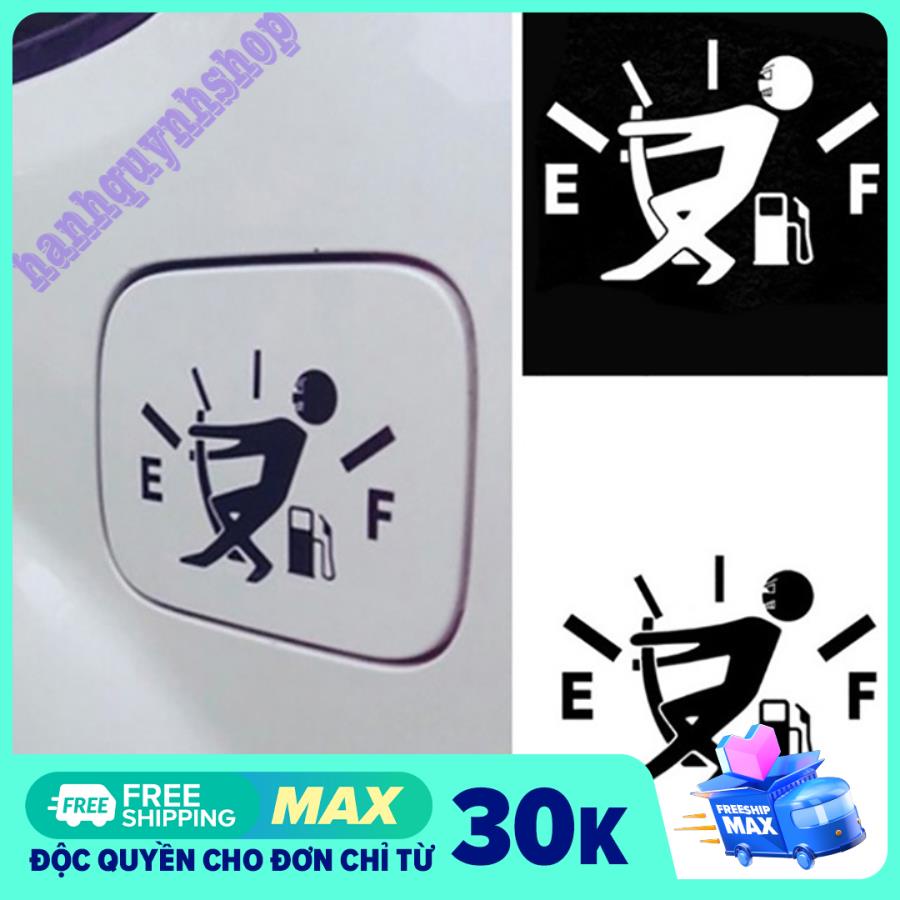 Tem Decal Dán Trang Trí Nắp Bình Xăng Ô Tô Xe Hơi Màu Đen Và Trắng