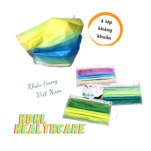 [HCM]Khẩu trang ombre màu pastel 4 lớp HDHL HEALTHCARE 50cái