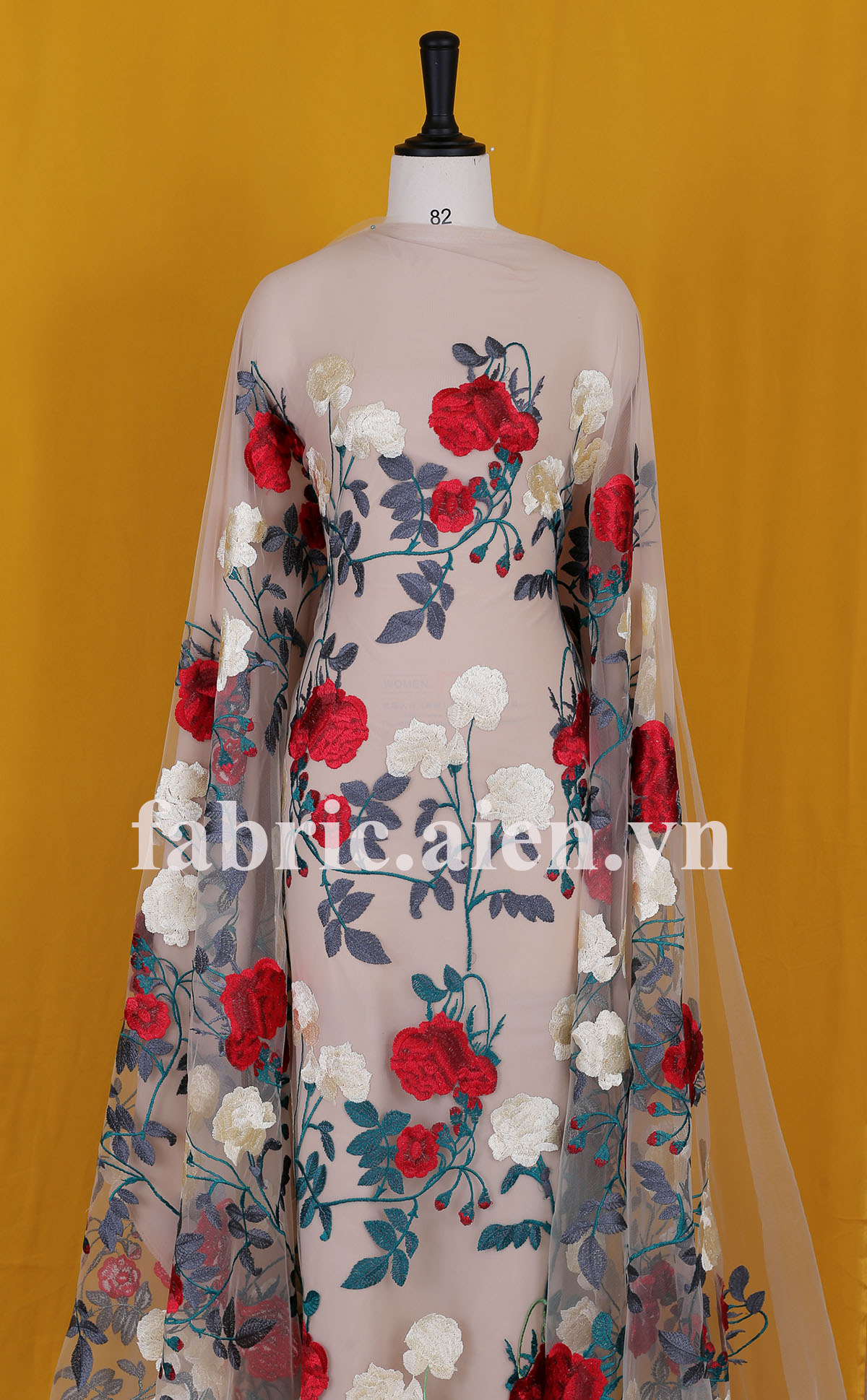Ren lưới thêu hoa may đầm đẹp ATB-02