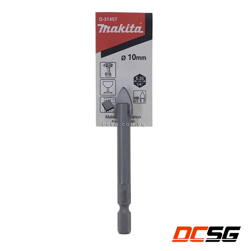Mũi khoan gạch men 10mm makita chân lục giác d-31457 | dcsg