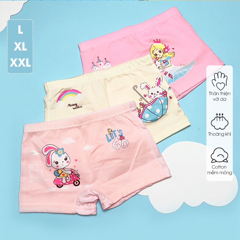 Quần chip đùi COTTON bé gái hoạt hình dễ thương 2-10 tuổi, quần chip dễ thương co giãn và thấm hút tốt