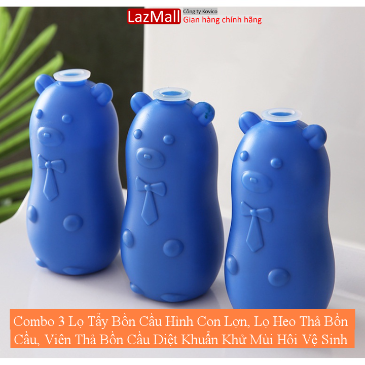 Combo 3 lọ tẩy bồn cầu hình con lợn, lọ heo thả bồn cầu, viên thả bồn cầu diệt khuẩn khử mùi hôi vệ sinh bồn cầu