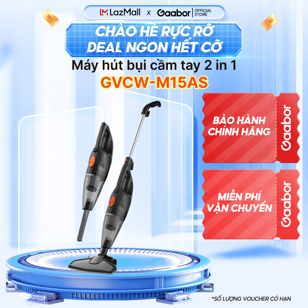FLASH SALE Máy hút bụi cầm tay Gaabor tháo lắp 2in1 lực hút 16000PA GVCW-M15AS siêu mạnh chổi quét 90 độ hút bụi gia đình Hàng chính hãng
