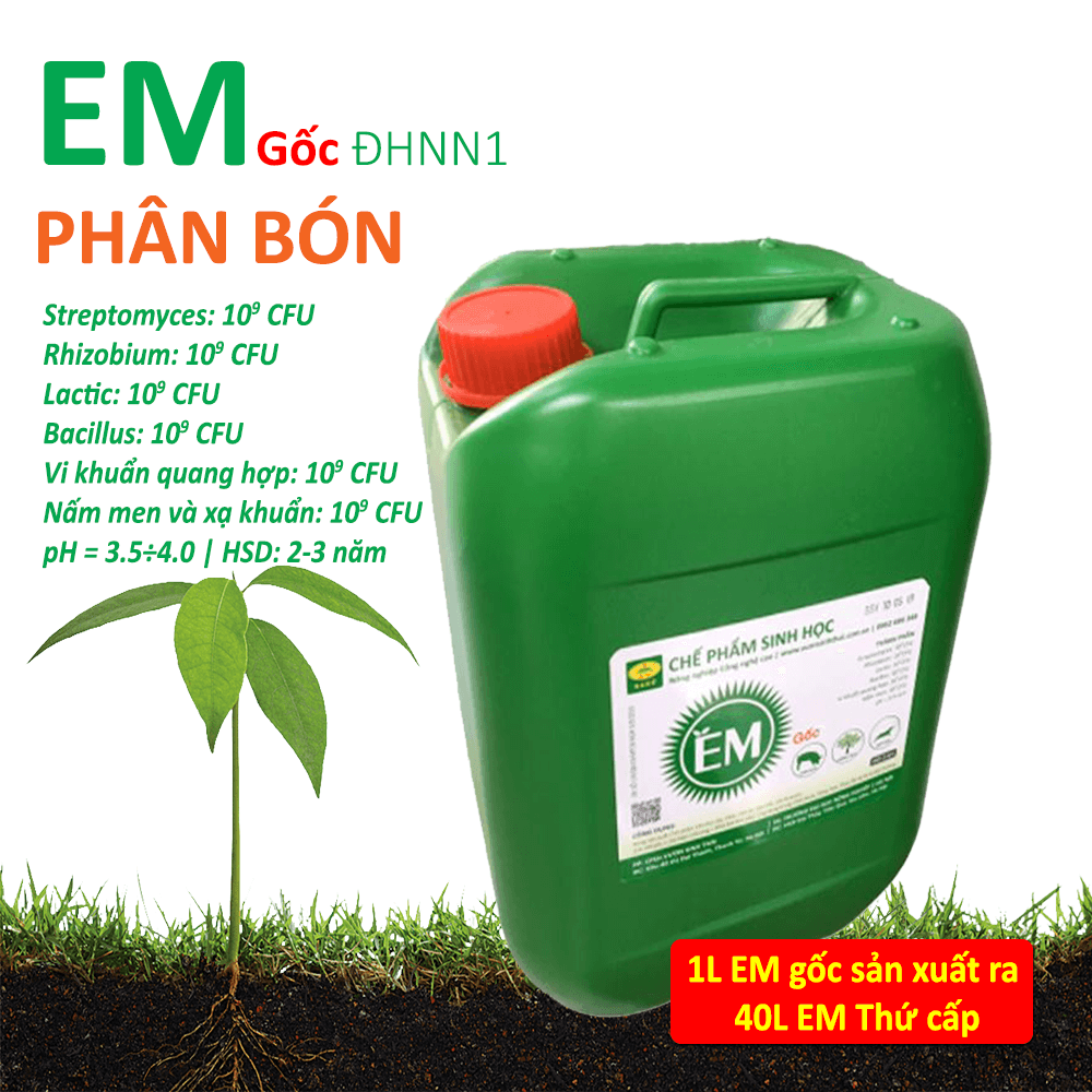 Chế phẩm sinh học EM gốc. Ủ phân chuồng, phân cá, phân đỗ tương, bánh dầu, bã đậu nành không mùi hôi. Làm phân bón cho cây trồng