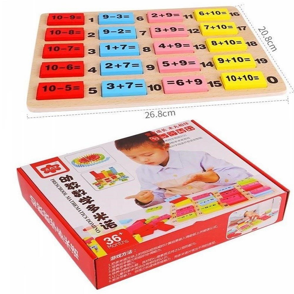 Đồ chơi DOMINO phép tính 110 quân bằng gỗ - Domino toán học - Ghép hình - Bộ xếp hình cho bé