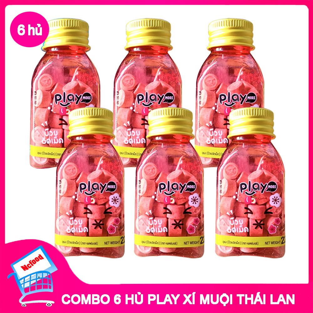 Combo 6 Hủ Kẹo Ngậm Play More Xí Muội Hũ 22G (NCFOODVN)
