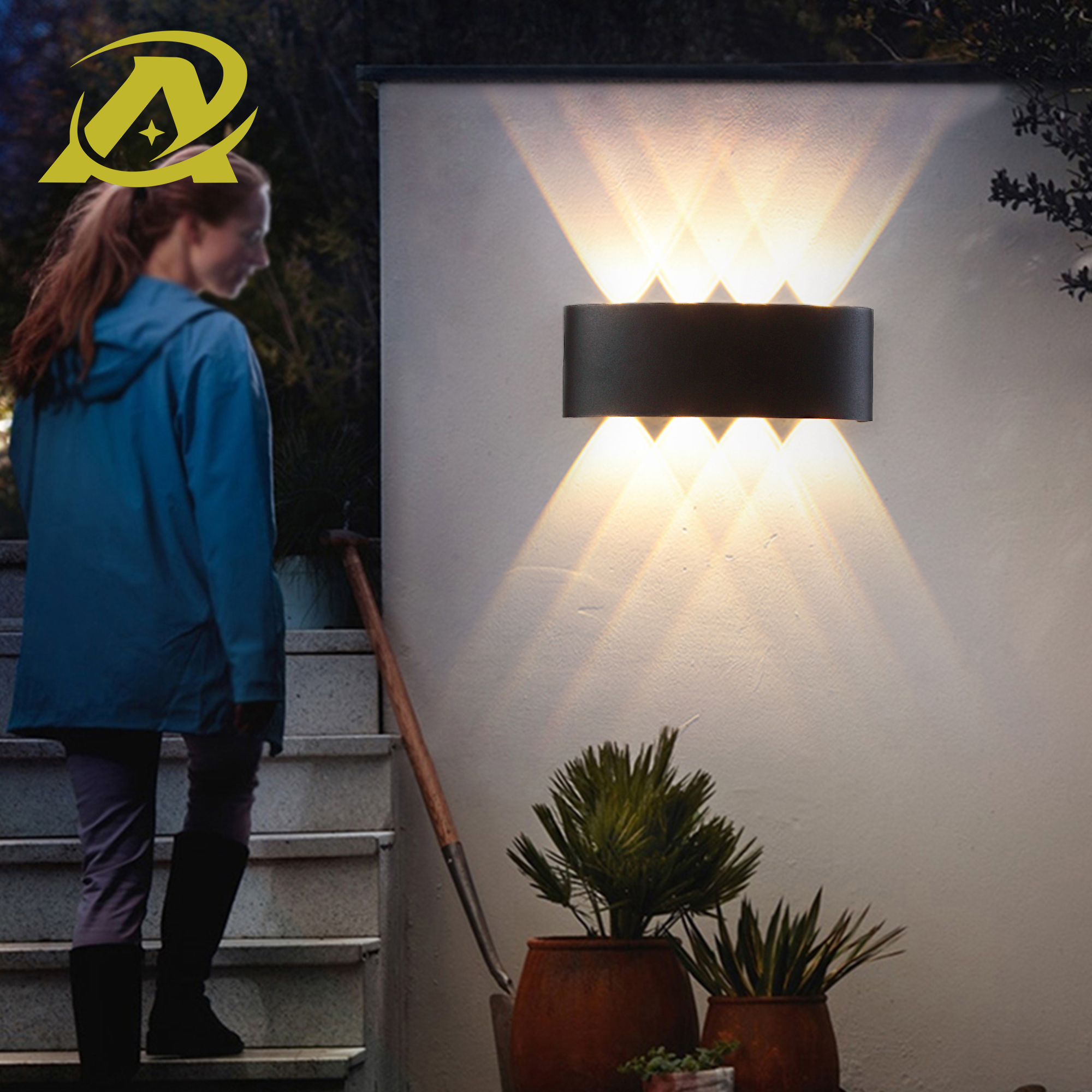 Đèn hắt tường trang trí 3 mắt led, 4 mắt led trang trí chống nước 7076