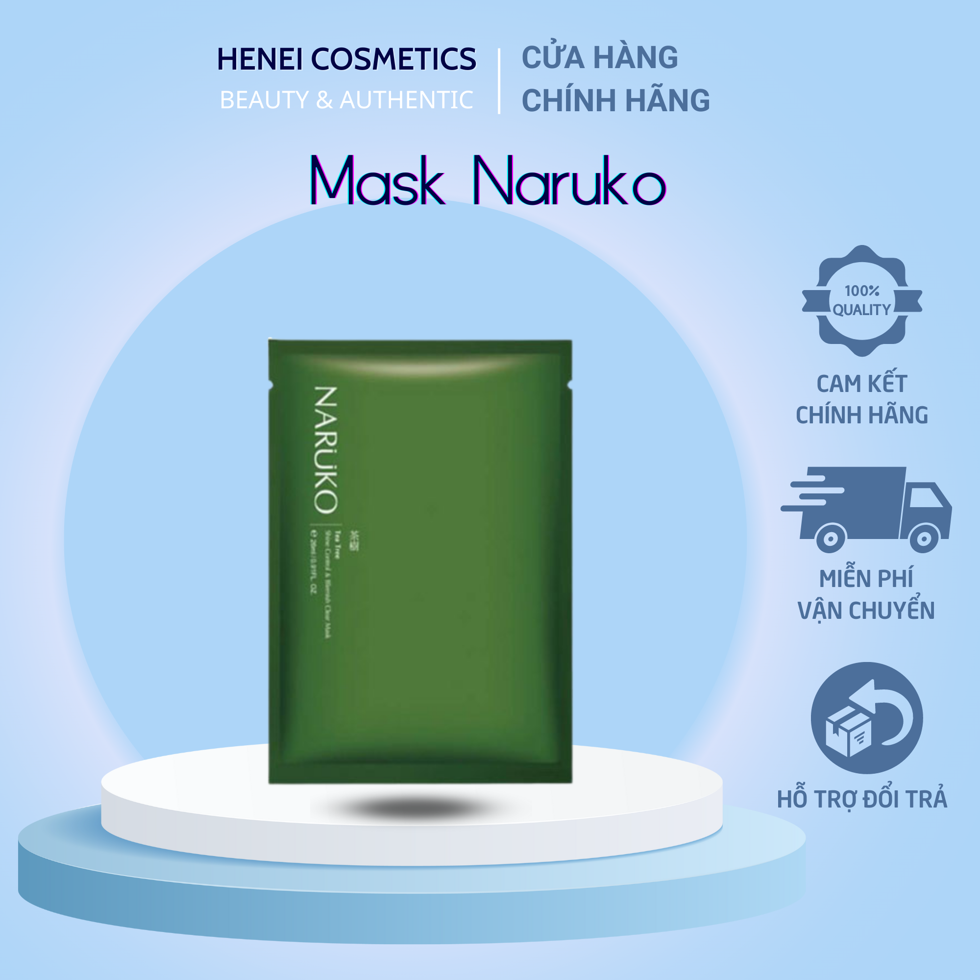 Mặt nạ giấy naruko kiểm soát dầu nhờn và giảm mụn chiết xuất tràm trà tea tree mask 26ml
