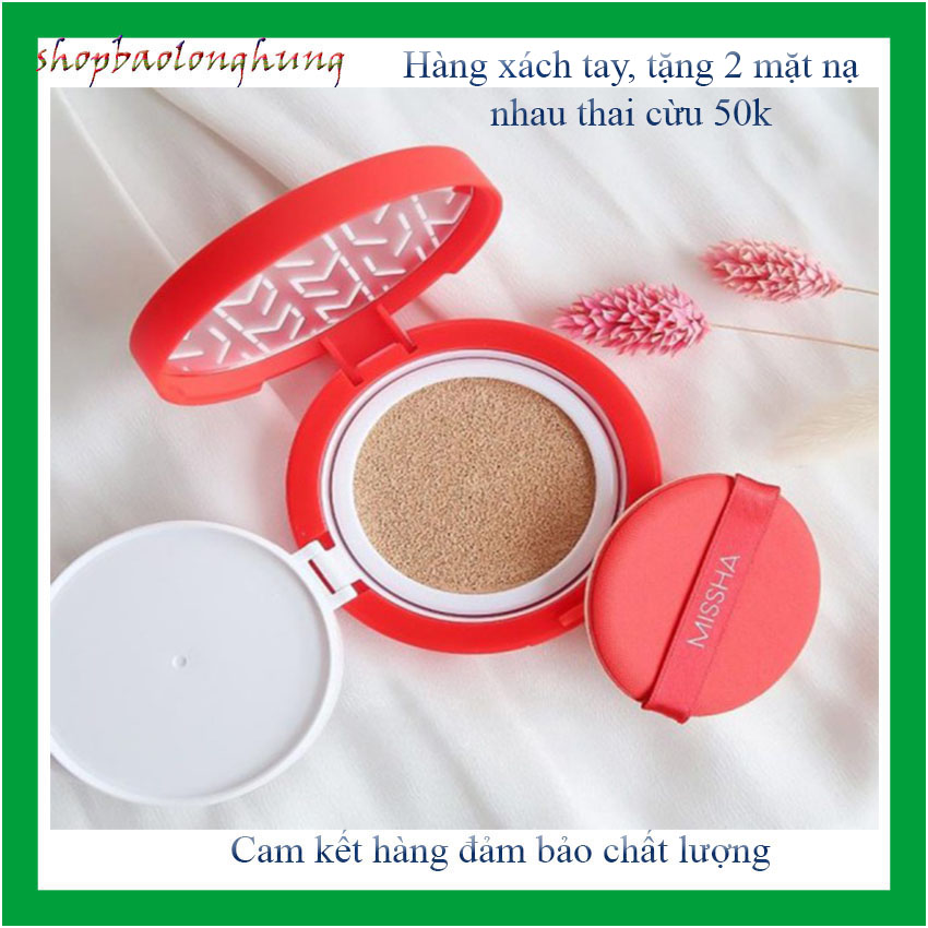 {Tặng 2 mặt nạ nhau thai cừu 50k}Phấn Nước trang điểm Kiềm nhờn Lâu trôi Missha Velvet Finish Cushion 15g - Longhung