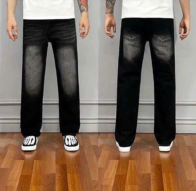 Quần jean nam ống suông rộng cạp cao loang xám chất bò đẹp cao cấp thời trang mẫu mới trẻ trung sang trọng