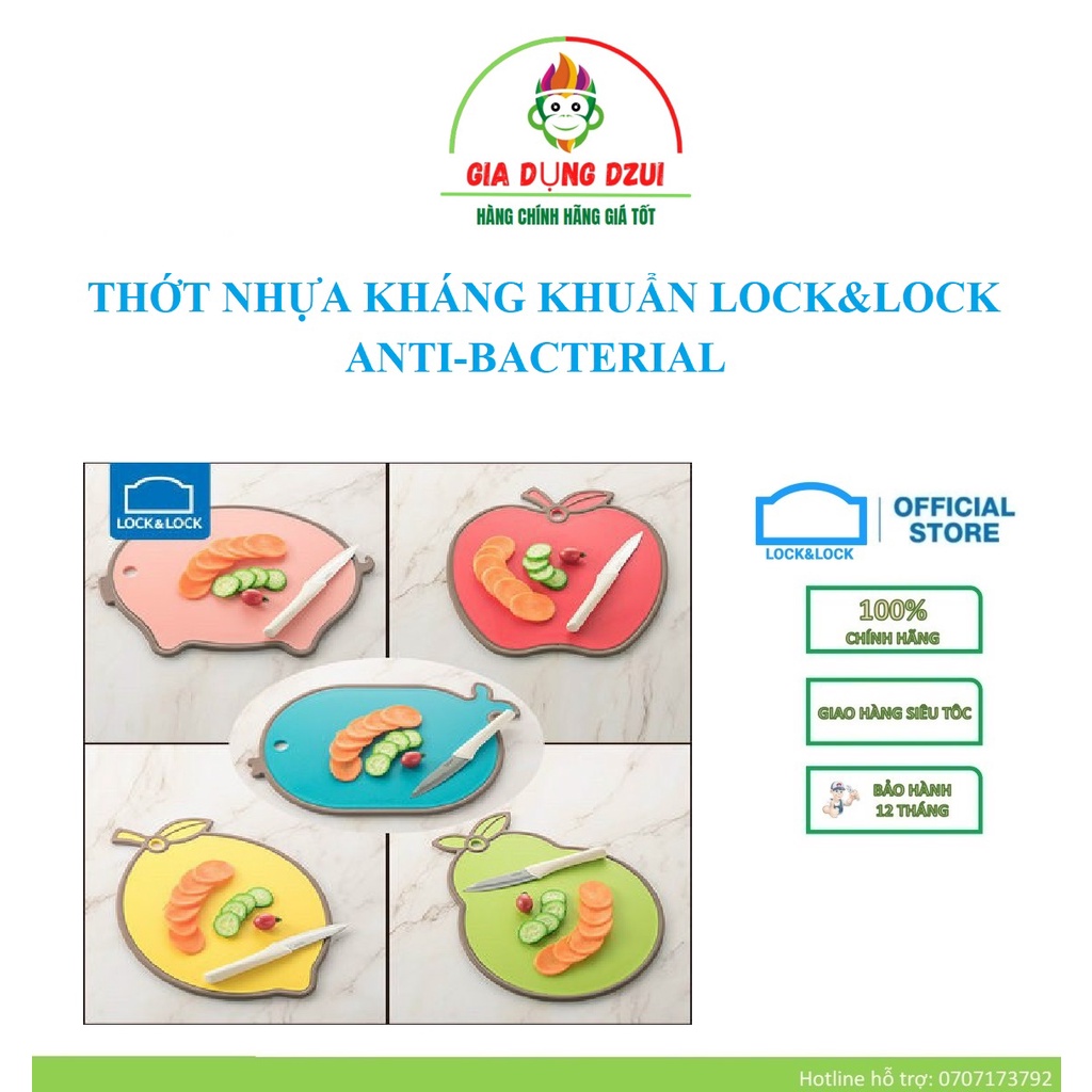 THỚT NHỰA KHÁNG KHUẨN LOCK&LOCK ANTI-BACTERIAL - HÀNG CHÍNH HÃNG, BỀ MẶT CHỐNG TRƯỢT VỚI VIỀN SILICON