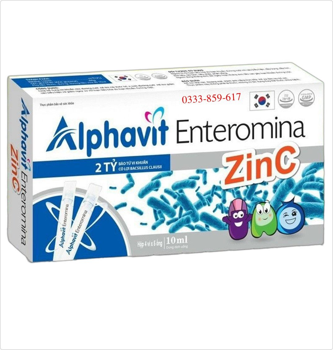 Men Tiêu Hóa Alphavit Enteromina bổ sung 2 tỷ lợi khuẩn,cải thiện hệ vi sinh đường ruột, giảm rối loạn tiêu hóa - Hộp 20 ống