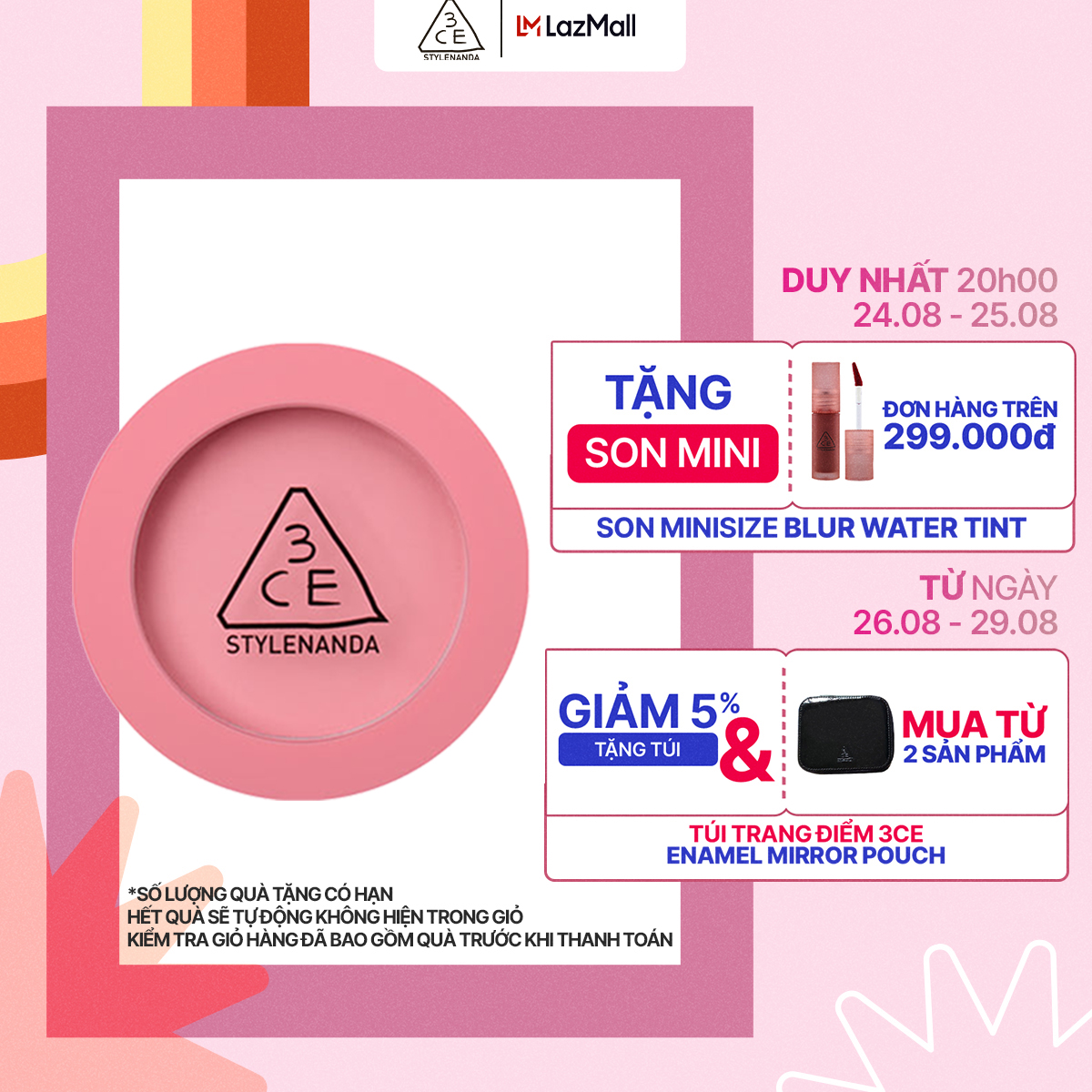 Phấn má hồng 3ce face blush mịn lì 5.5g