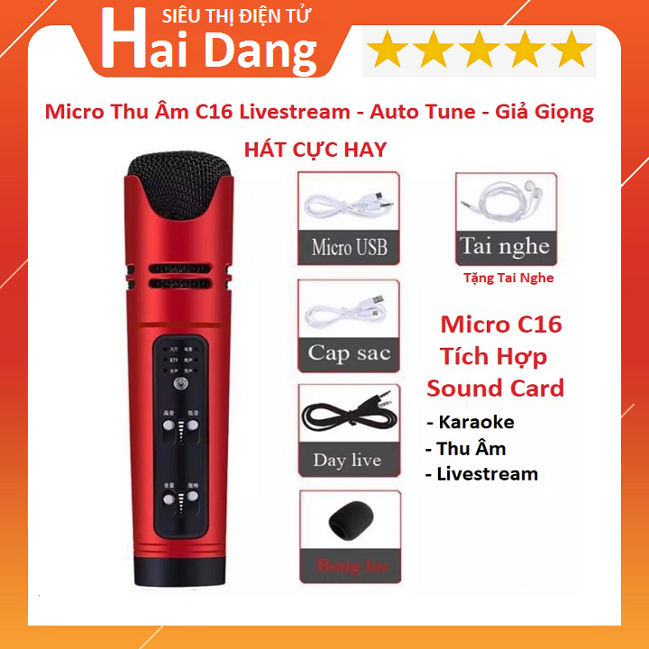 Micro C16, Mic C16 Livestream Hát Karaoke 6 Chế Độ Âm Thanh Giả Giọng Bản Nâng Cấp Cực Hay Của Micro C7, Micro thu âm hát karaoke, online - Livestream