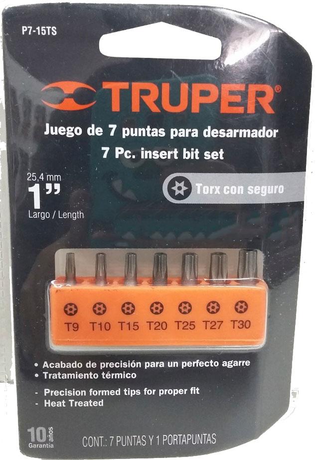 T9-t30 bộ mũi vít đầu sao 7 chi tiết truper 17797
