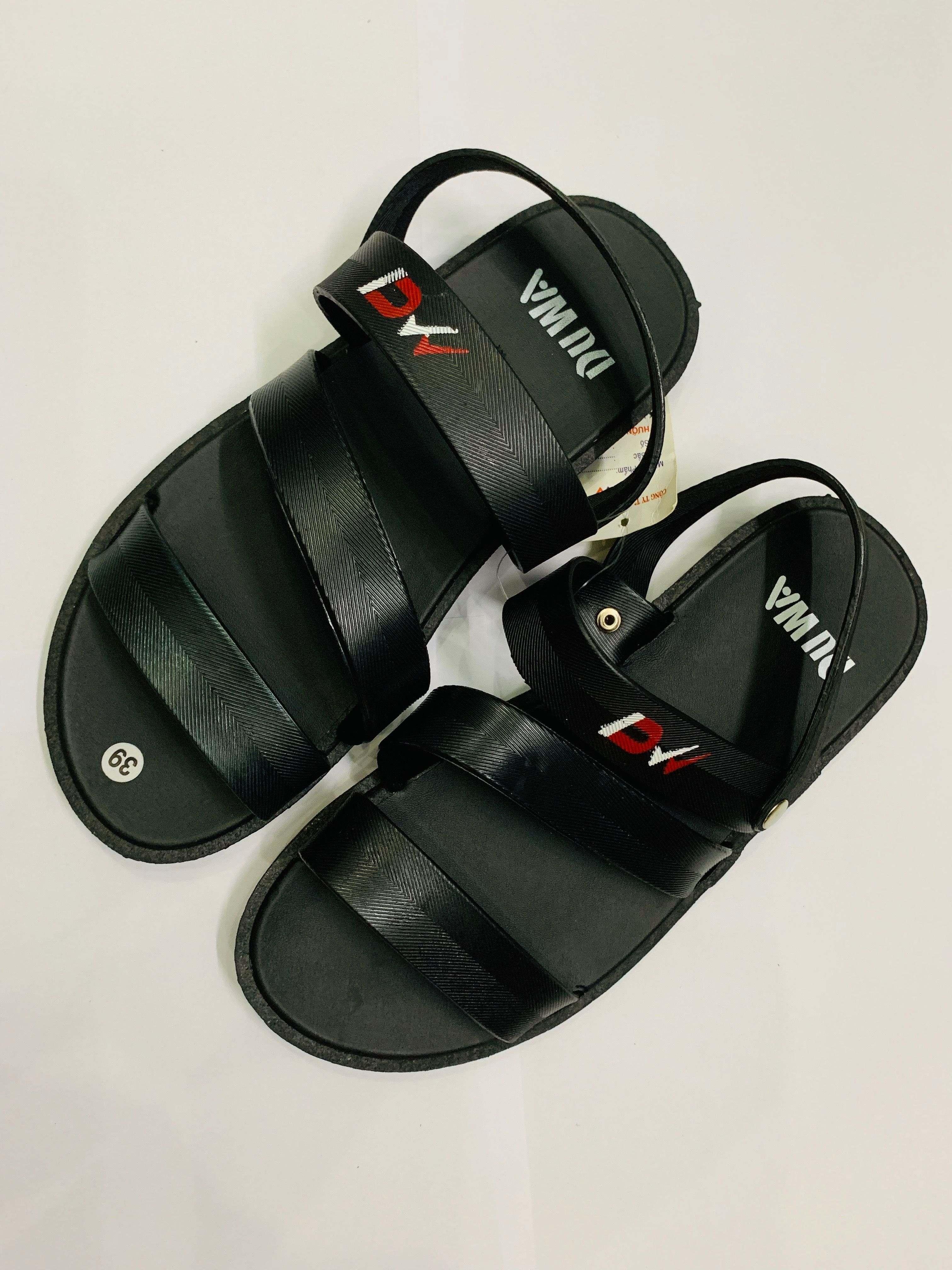 Giày Sandal nam quai ngang Jindo màu đen bền bỉ chất liệu nhựa - Giày Duwa râu cao su đi học đi làm - Hình thật