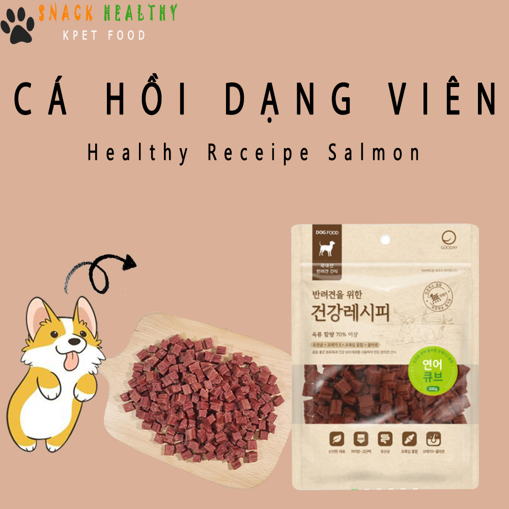 Thức ăn cho chó KPET FOOD health cube salmon - Cá hồi dạng viên - 300g