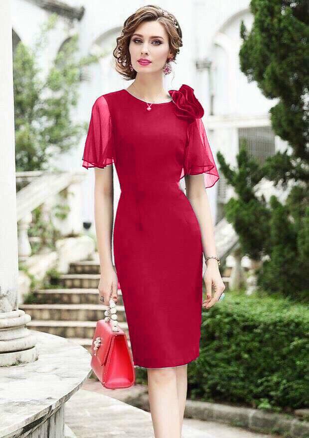 Đầm ôm tay bèo kèm bông sang trọng