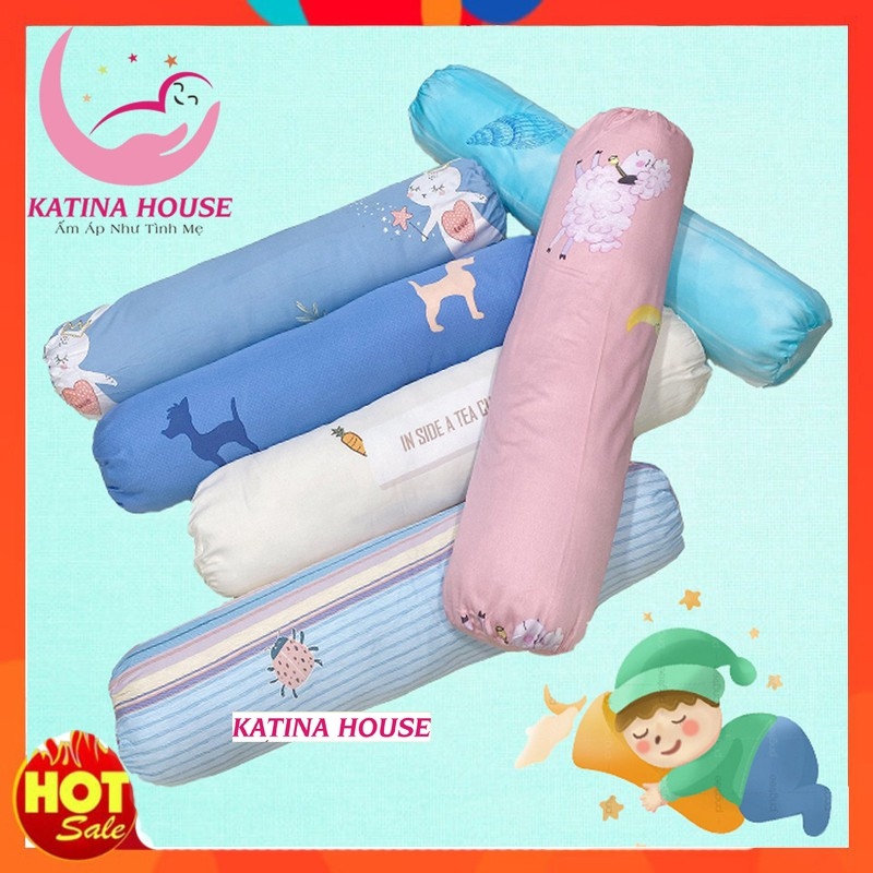 Gối ôm trẻ em vải Tencel ruột gòn lông vũ nhân tạo mềm mịn mát siêu êm họa tiết ngộ nghĩnh đáng yêu