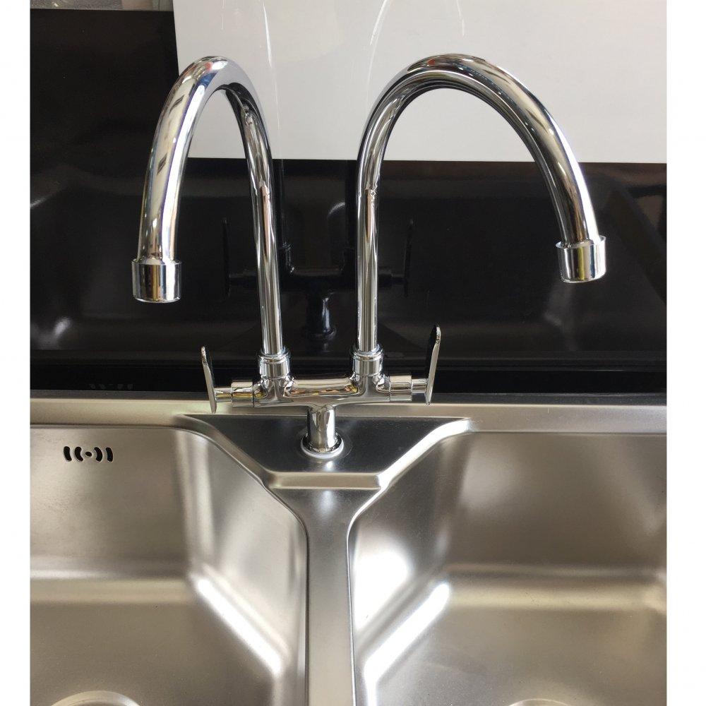 Bộ vòi rửa chén lạnh đôi DHC-051 - Đồng thau mạ crome