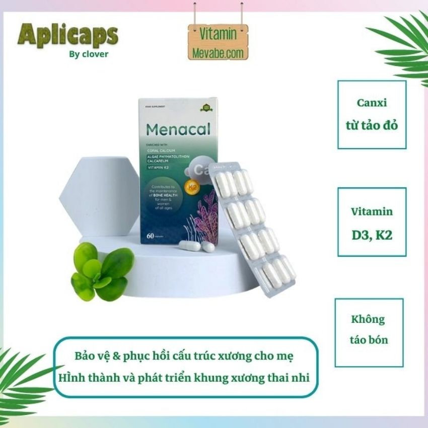 Canxi cho bà bầu Menacal CP47 Vitaminmevabe.com - bổ sung canxi D3 k2 Mk7 - Bảo vệ khung xương cho mẹ - hoàn thiện khung xương cho con