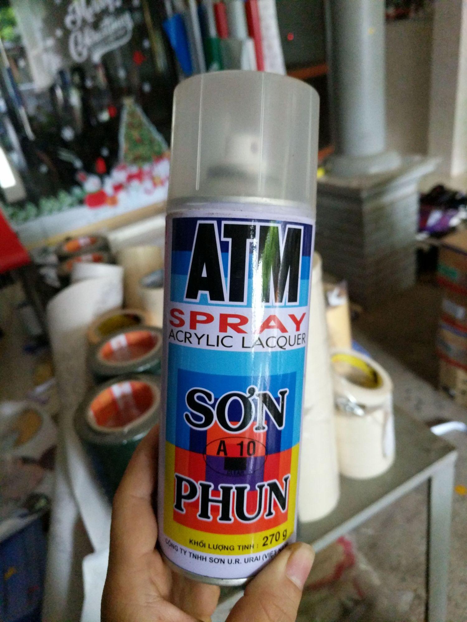 Sơn Xịt phủ bóng ATM A10 400ml clear.