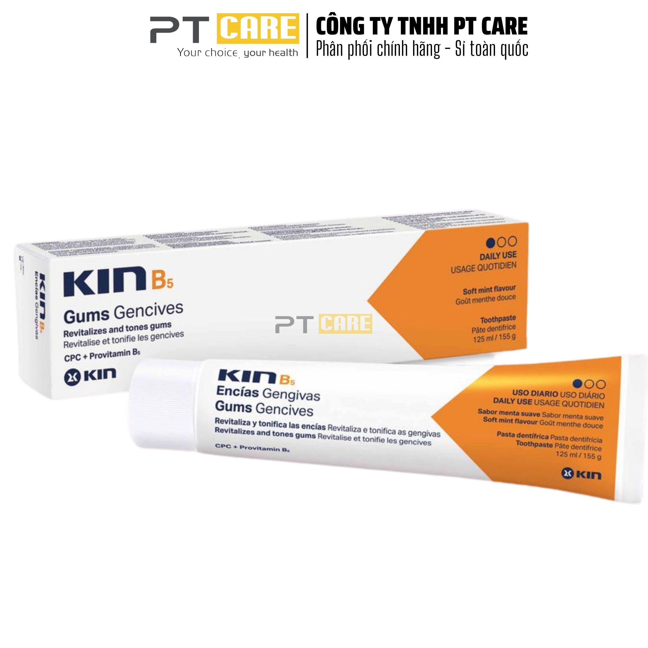 Pt care | kem đánh răng kin b5 làm sạch mảng bám, phục hồi nướu răng 125ml dùng hàng ngày ngừa sâu răng viêm nướu