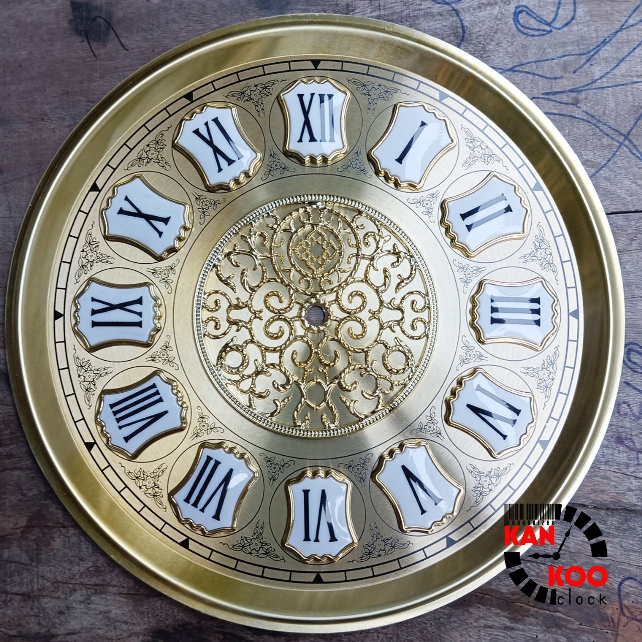 Mặt nhôm lắp đồng hồ tủ đứng-đồng hồ gỗ lũa đường kính 32cm số nổi kiểu La Mã