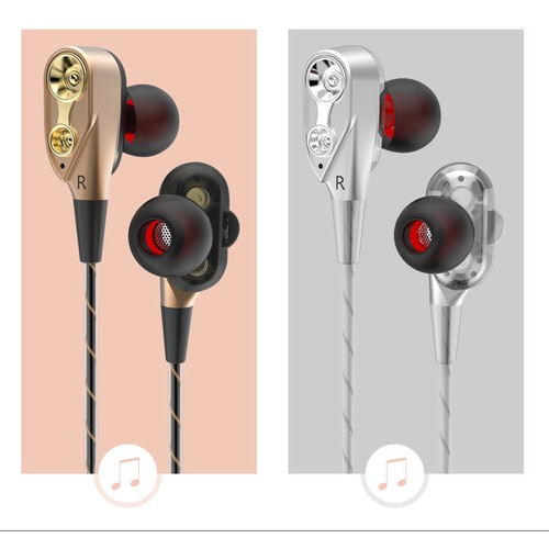 Tai nghe HiFi lõi kép 4 sợi cuốn.4 loa mini.bass siêu trầm.Tai nghe dùng cho mọi điện thoại